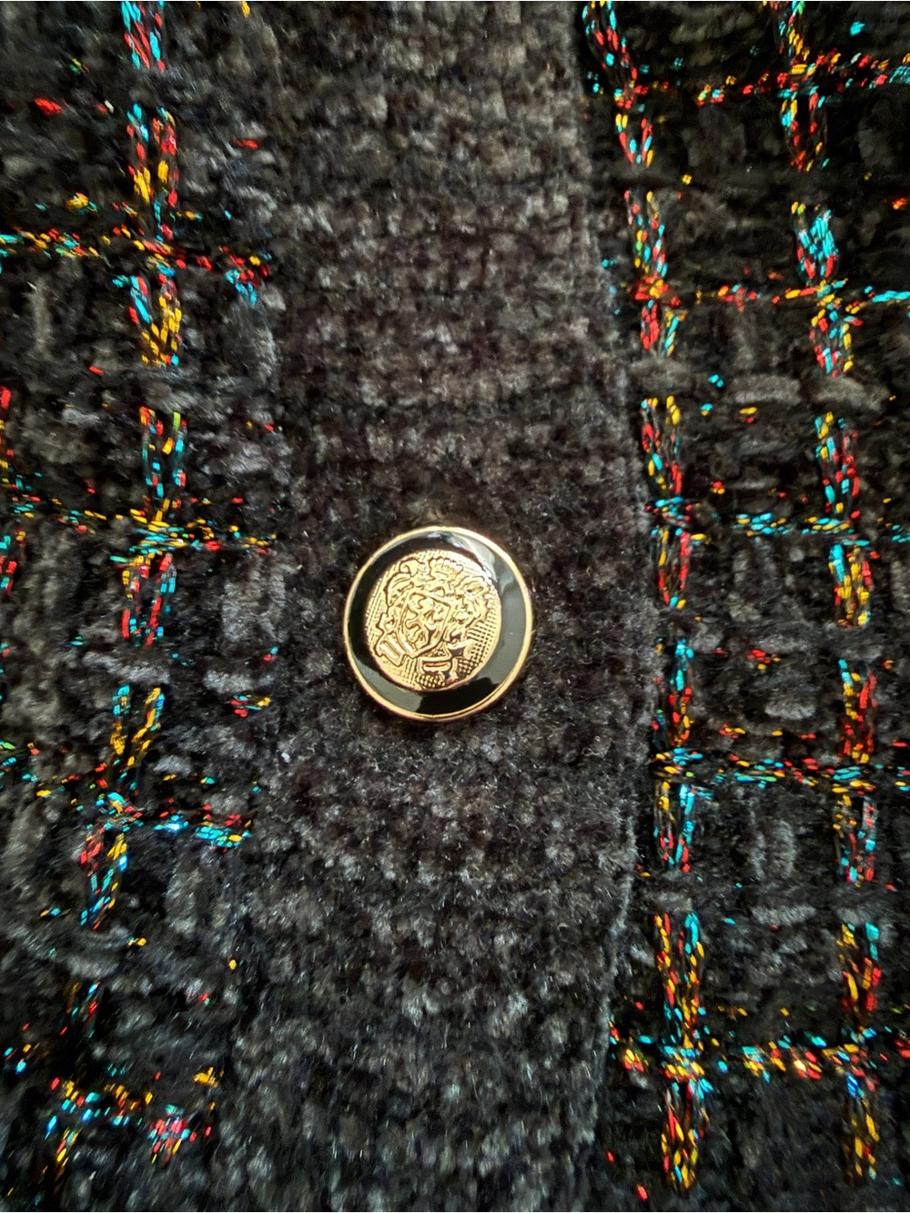 Talbots Black Metallic Tweed Braided Trim Cardigan ✨ French Girl Quiet Luxury M - Picture 5 of 8